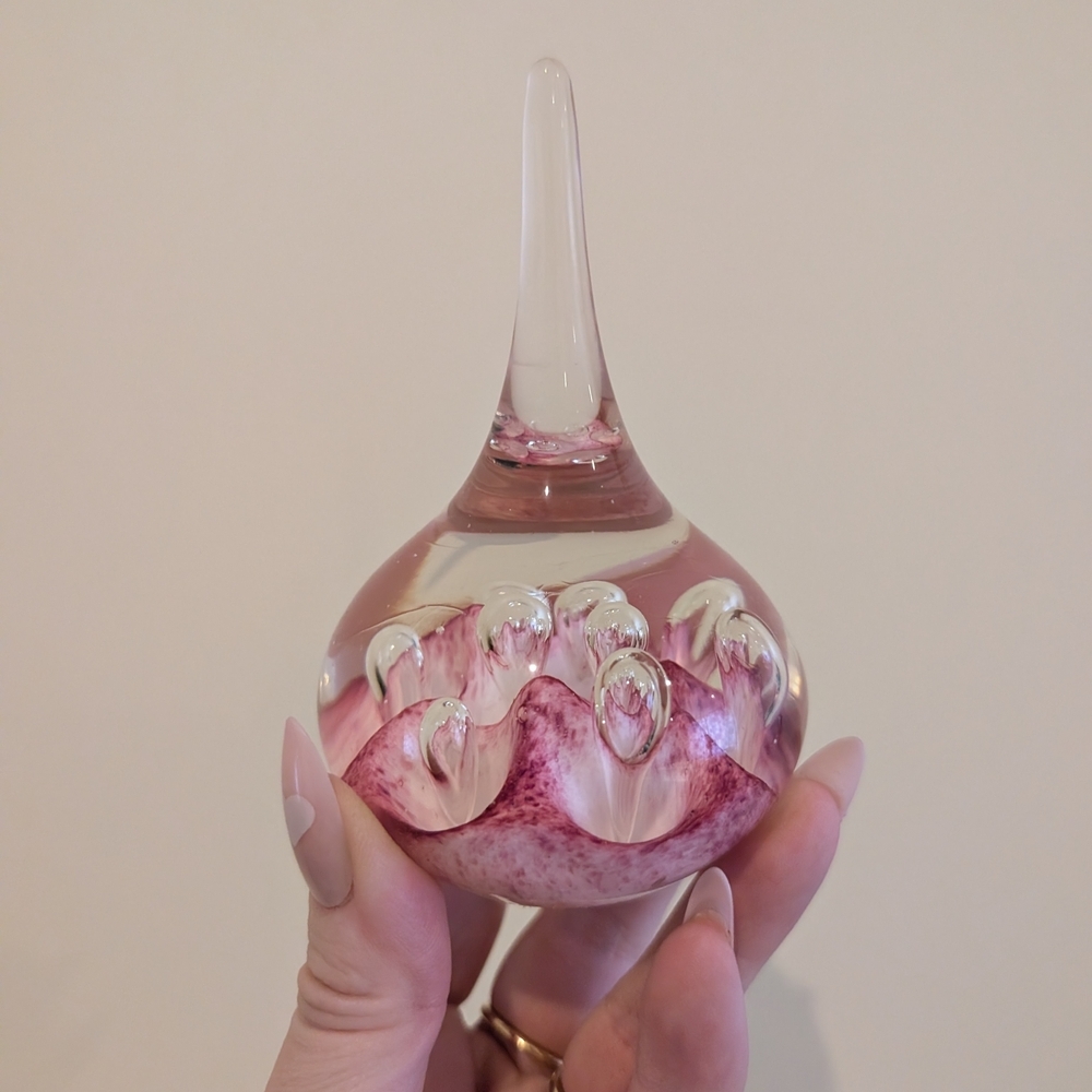 Vintage Pink Glass Teardrop Paperweight